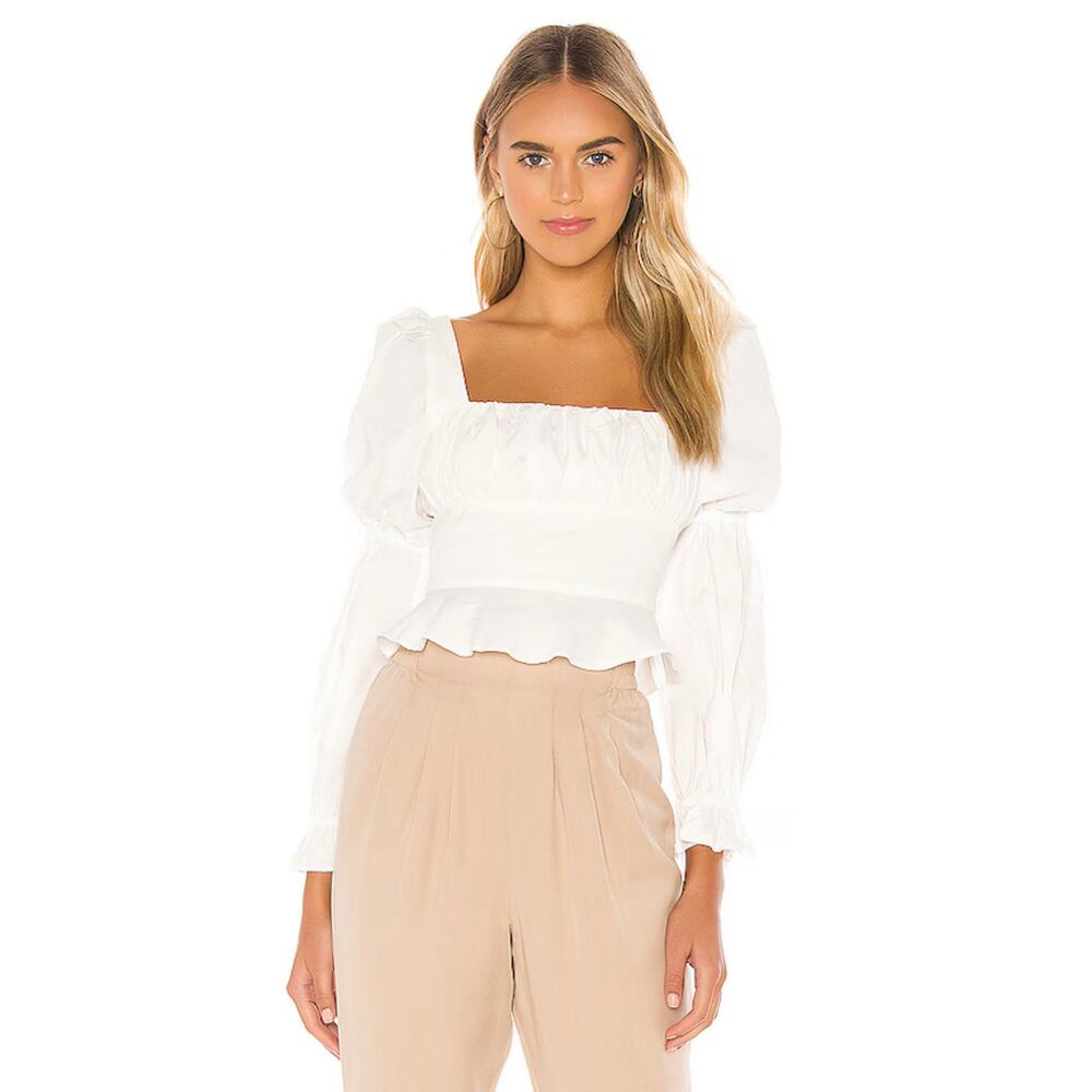 MAJORELLE Top Womens XS Puff Sleeve Milkmaid Regency Cottage Coquette Angelcore